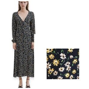 Zara Long Floral Wildflower Print Button Front Dress Size Small NWT​​​​​​​​